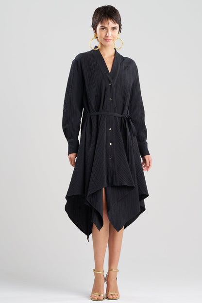 Matelassé Cotton Handkerchief Dress Black