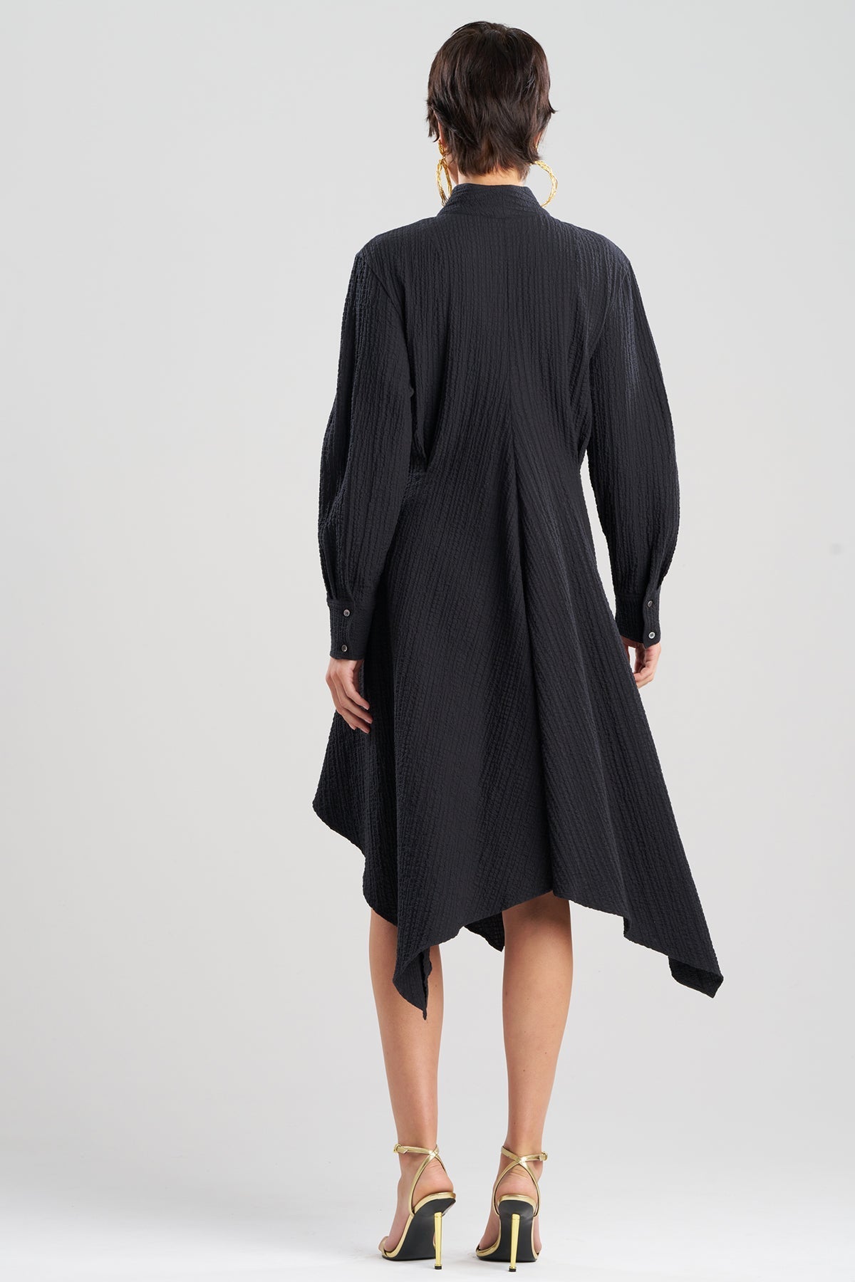 Matelassé Cotton Handkerchief Dress Black