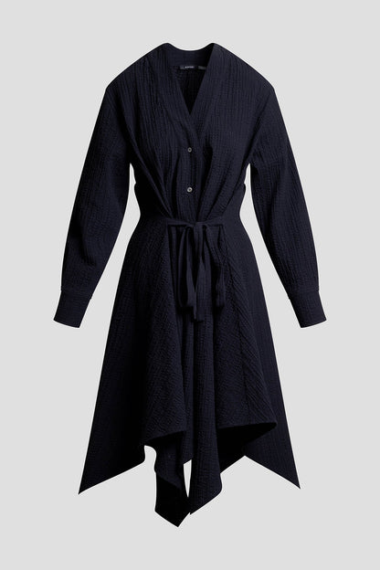 Matelassé Cotton Handkerchief Dress Black