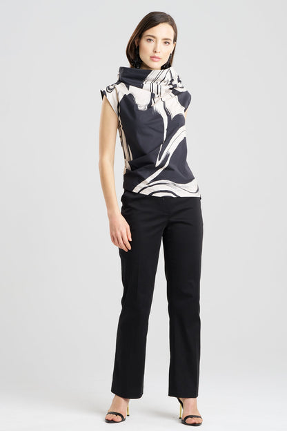 Kaze Cotton Asymmetric Funnel Neck Top Black