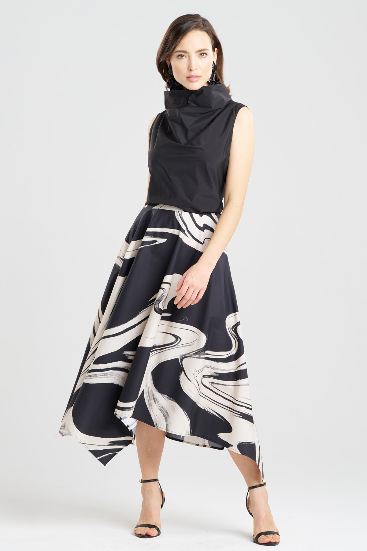 Kaze Cotton Origami Maxi Skirt Black