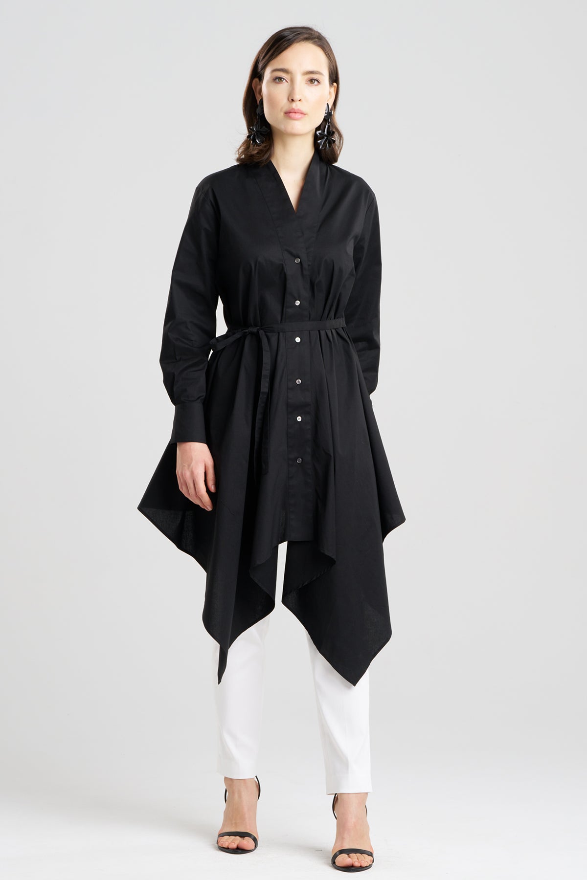 Cotton Poplin Handkerchief Tunic Black