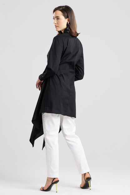 Cotton Poplin Handkerchief Tunic Black