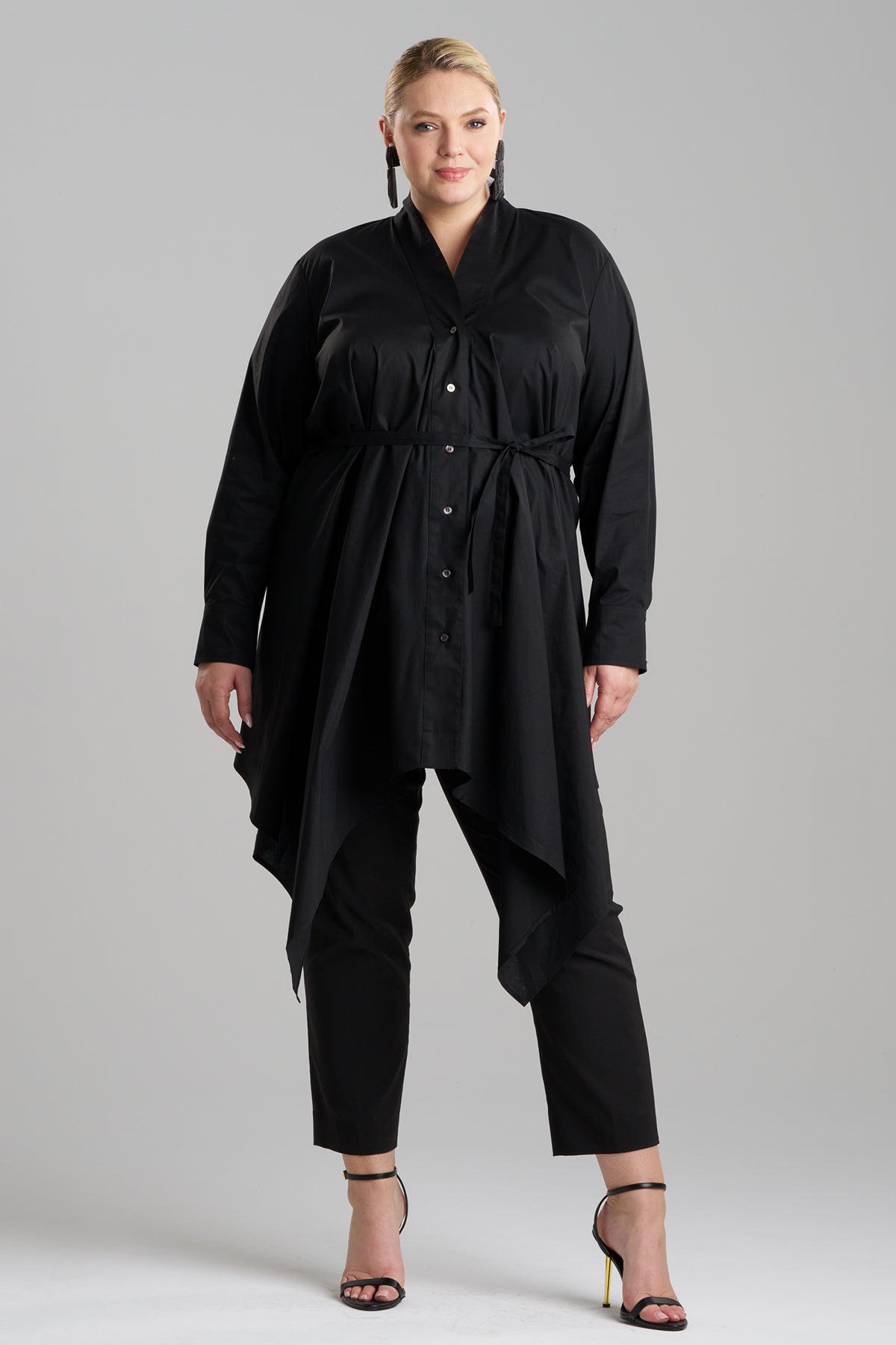 Cotton Poplin Handkerchief Tunic Black