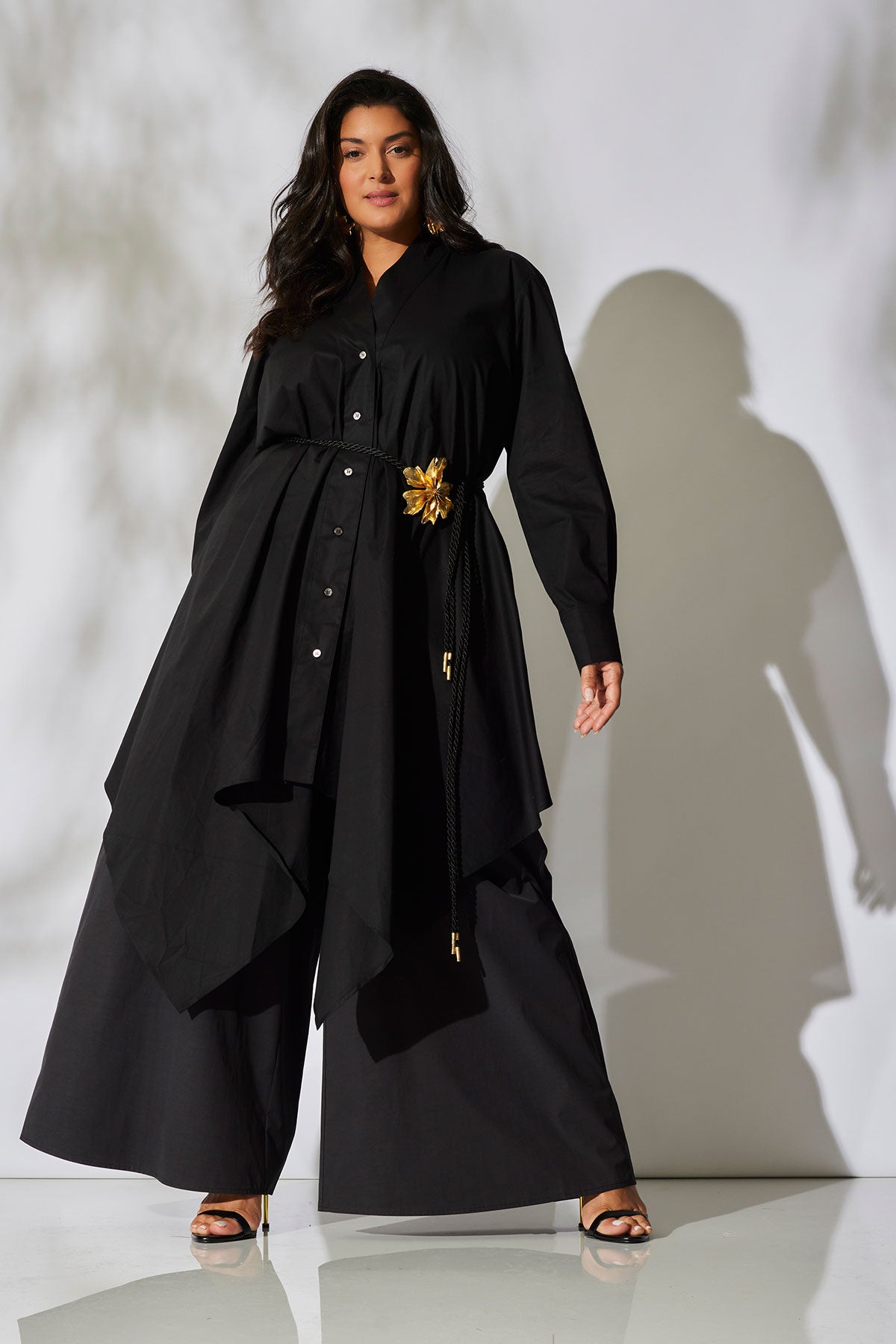 Cotton Poplin Handkerchief Tunic Black
