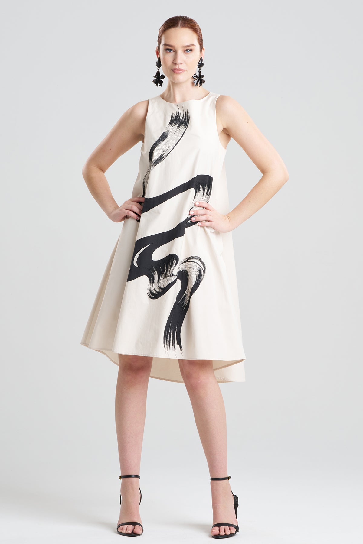 Tech Cotton Taffeta Asymmetric Dress Ivory