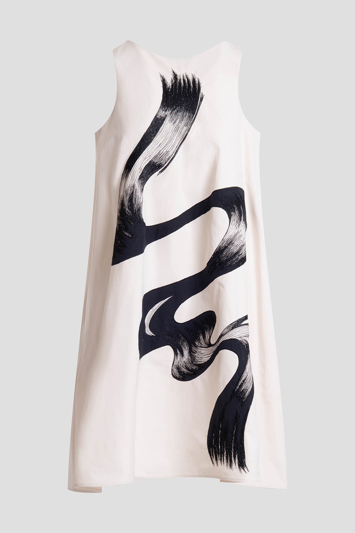 Tech Cotton Taffeta Asymmetric Dress Ivory