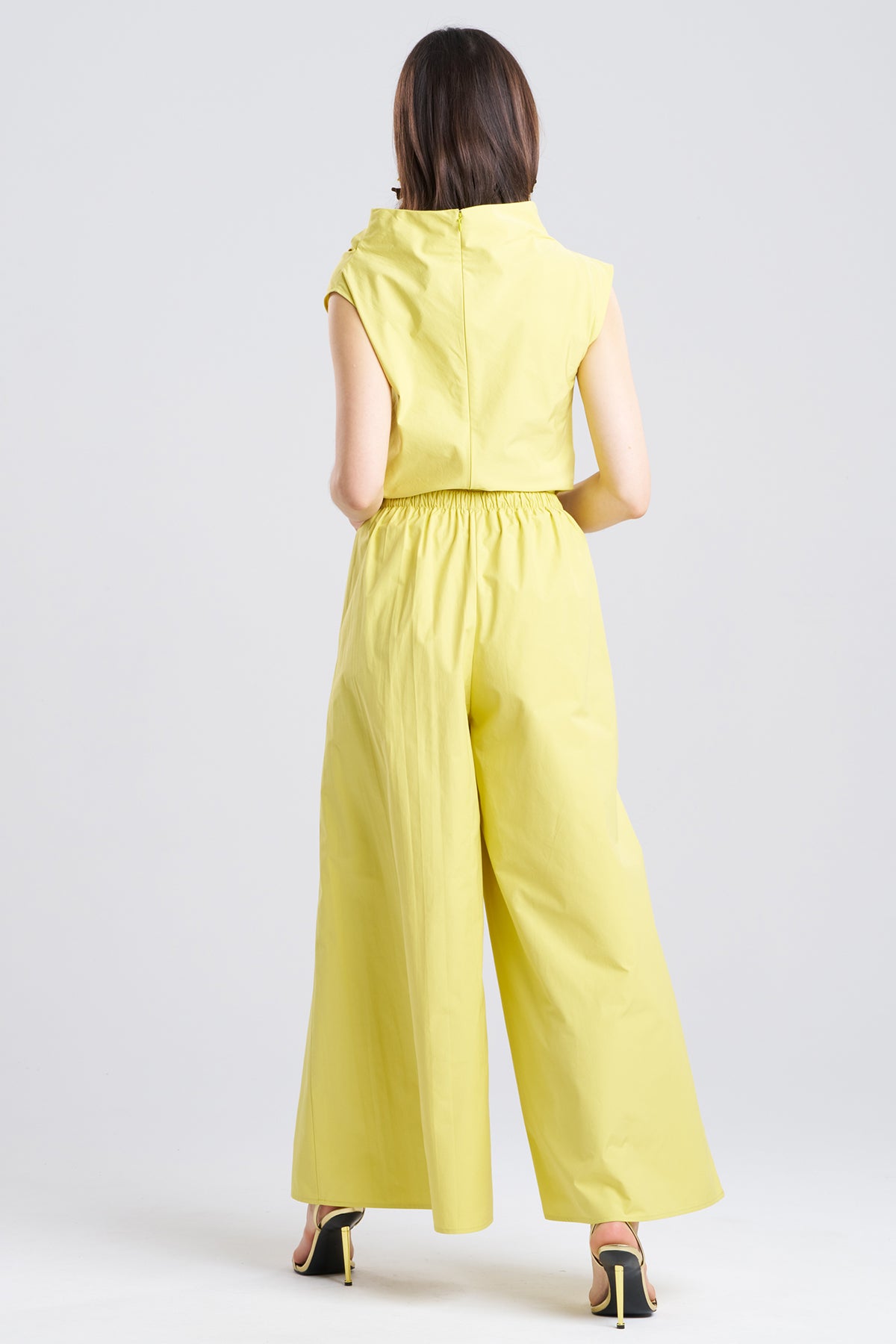 Tech Cotton Taffeta Palazzo Pants Lemon
