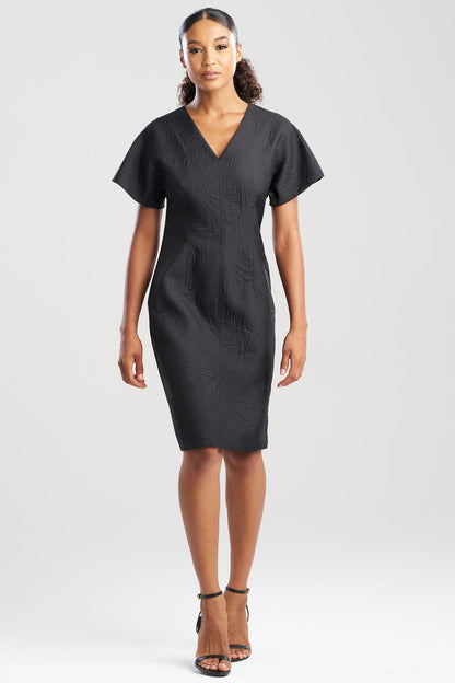 Swirl Jacquard Dolman Sleeve Dress Black