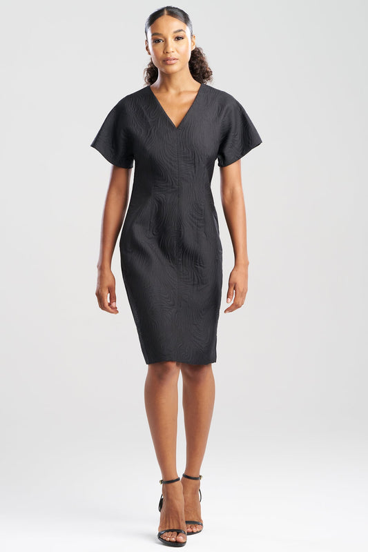 Swirl Jacquard Dolman Sleeve Dress Black