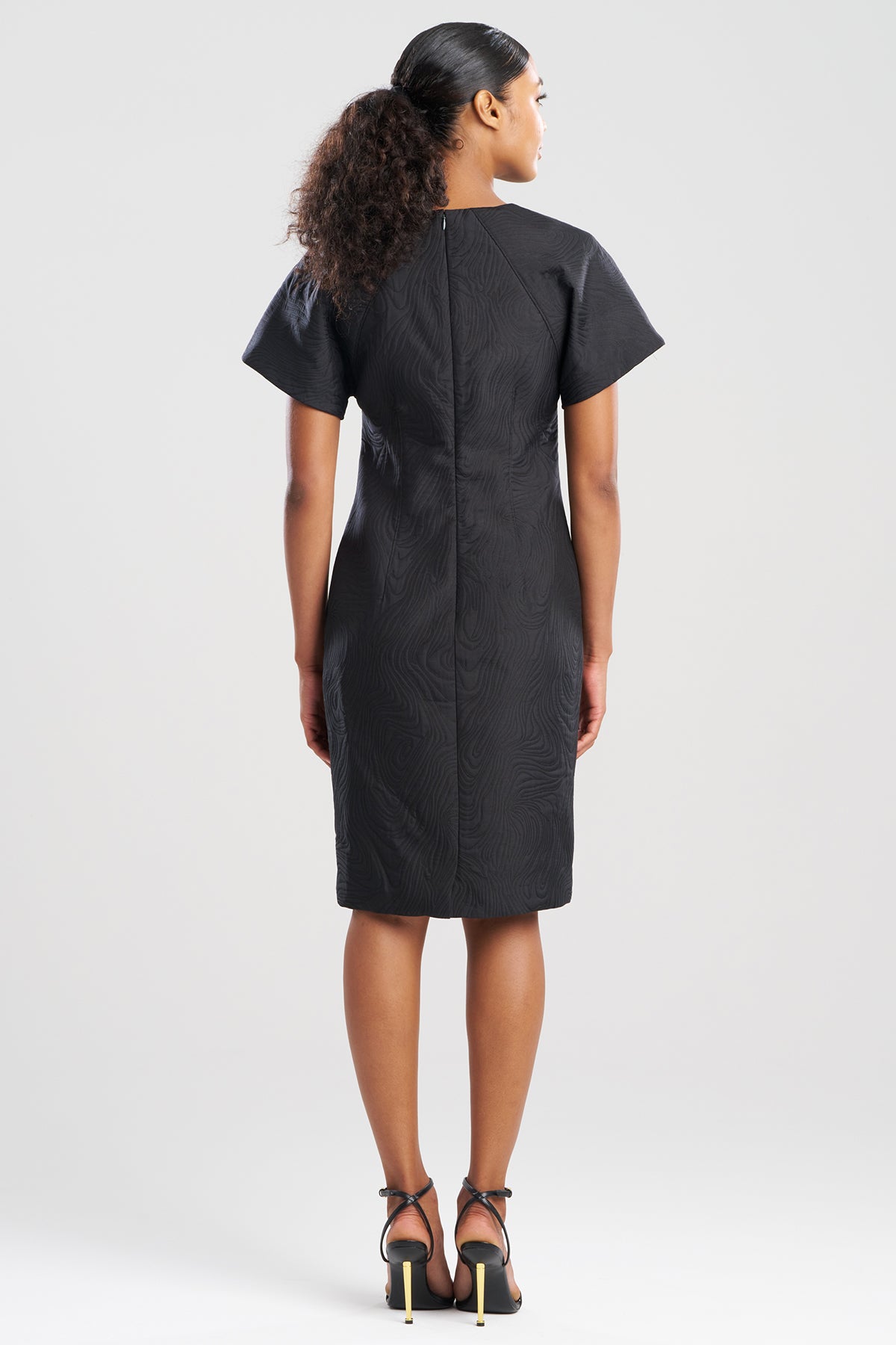 Swirl Jacquard Dolman Sleeve Dress Black