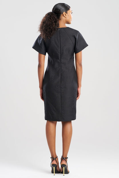Swirl Jacquard Dolman Sleeve Dress Black