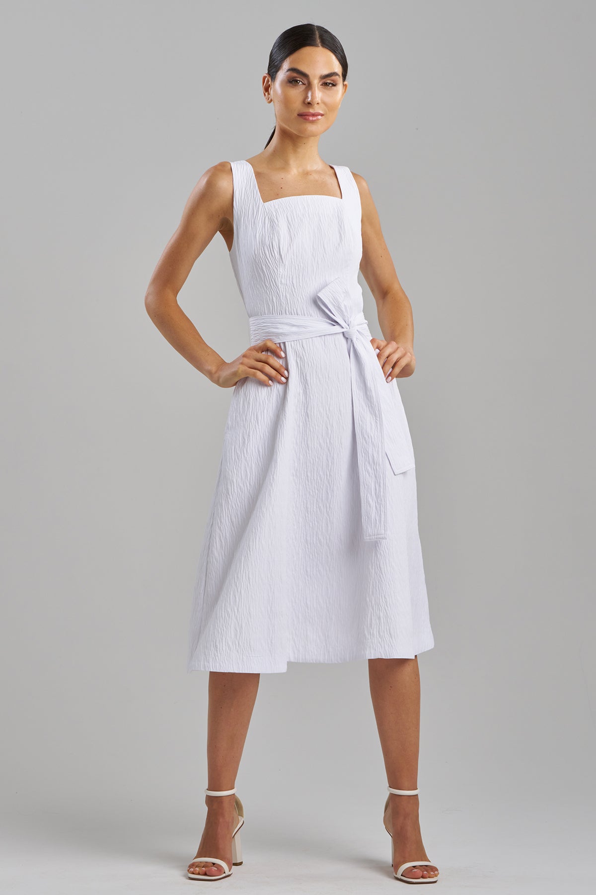 Textured Jacquard Square Tank Dress White