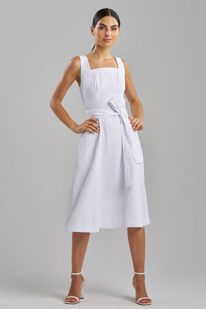 Textured Jacquard Square Tank Dress White