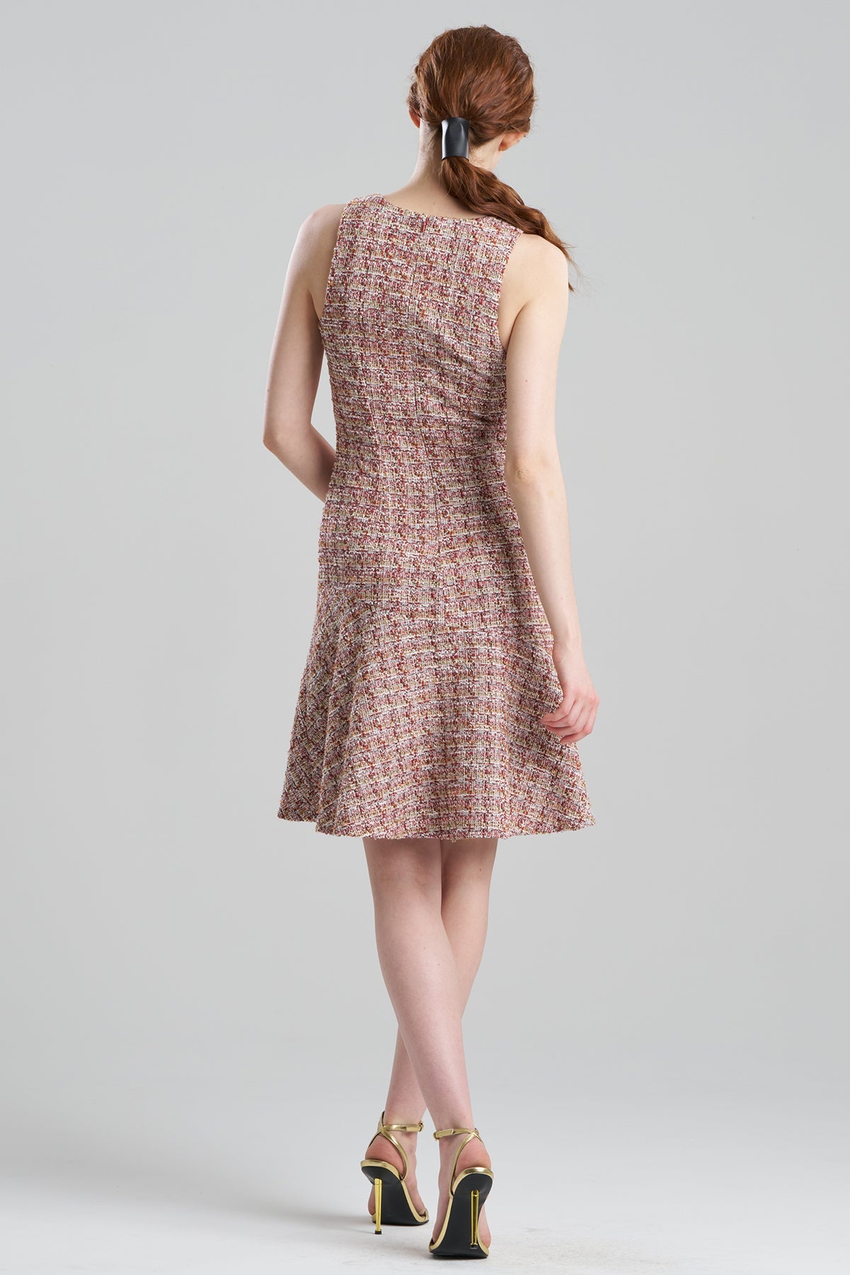 Tweed Sleeveless Flounce Dress Multi