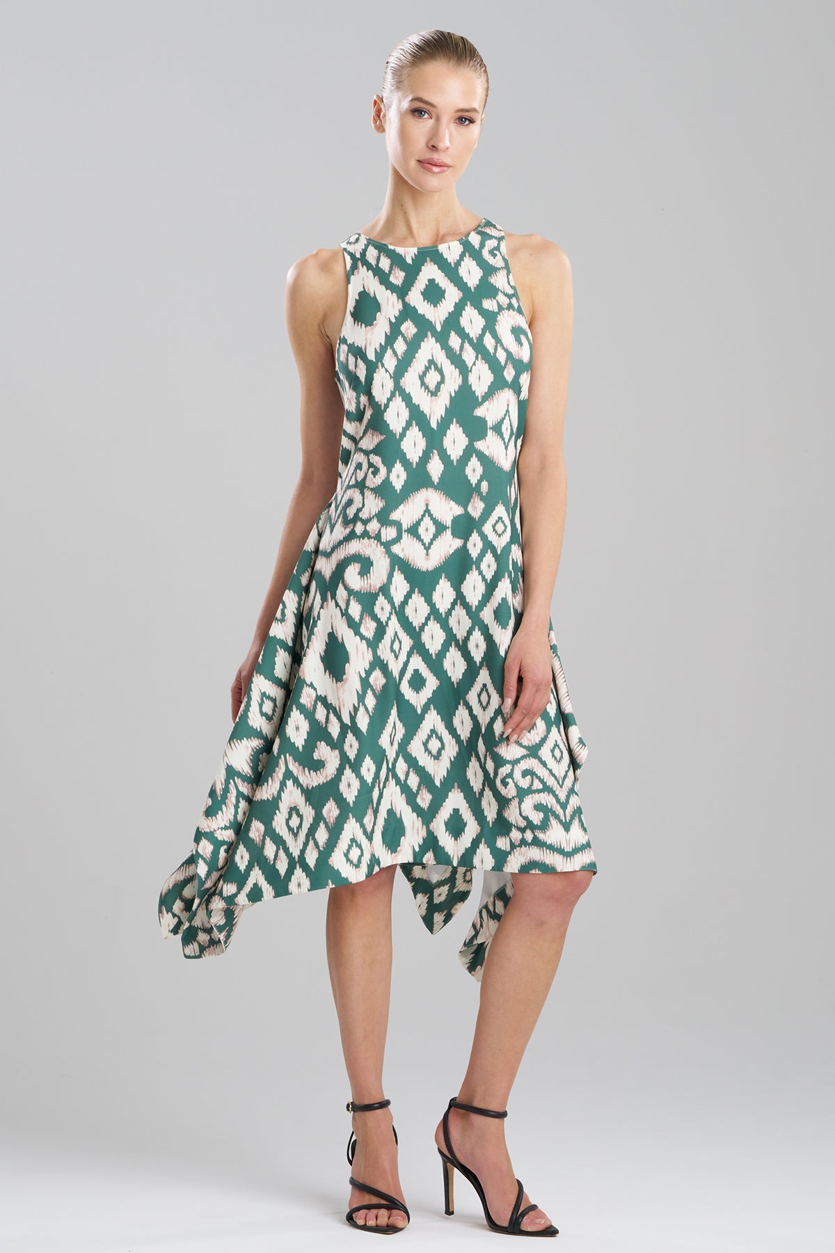 Ginza Woven Crepe Handkerchief Dress Natural/Green