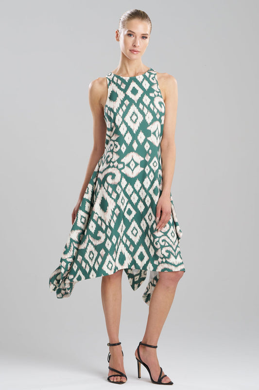 Ginza Woven Crepe Handkerchief Dress Natural/Green