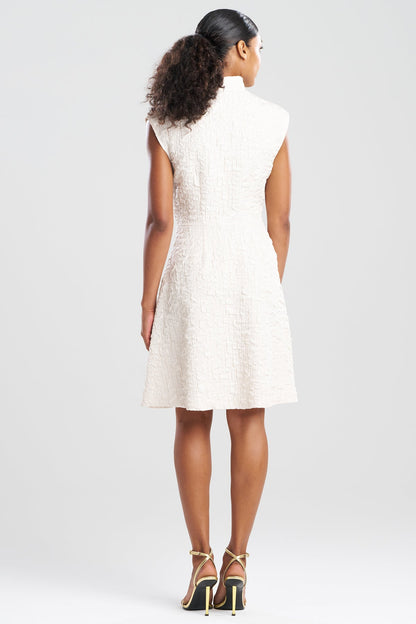 Pebbled Jacquard Tie Front Dress Sandstone