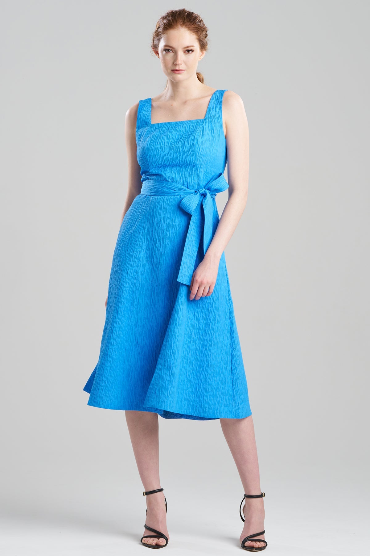 Textured Jacquard Square Tank Dress Malibu Blue
