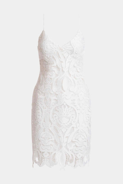 Suzani Lace Slip Dress White