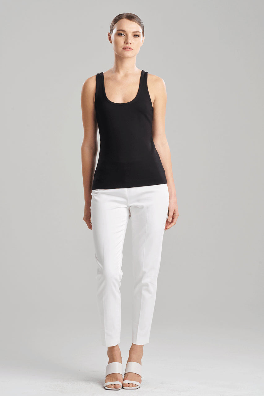 Buy Light Weight Ponte Scoop Tank in Black Online Black