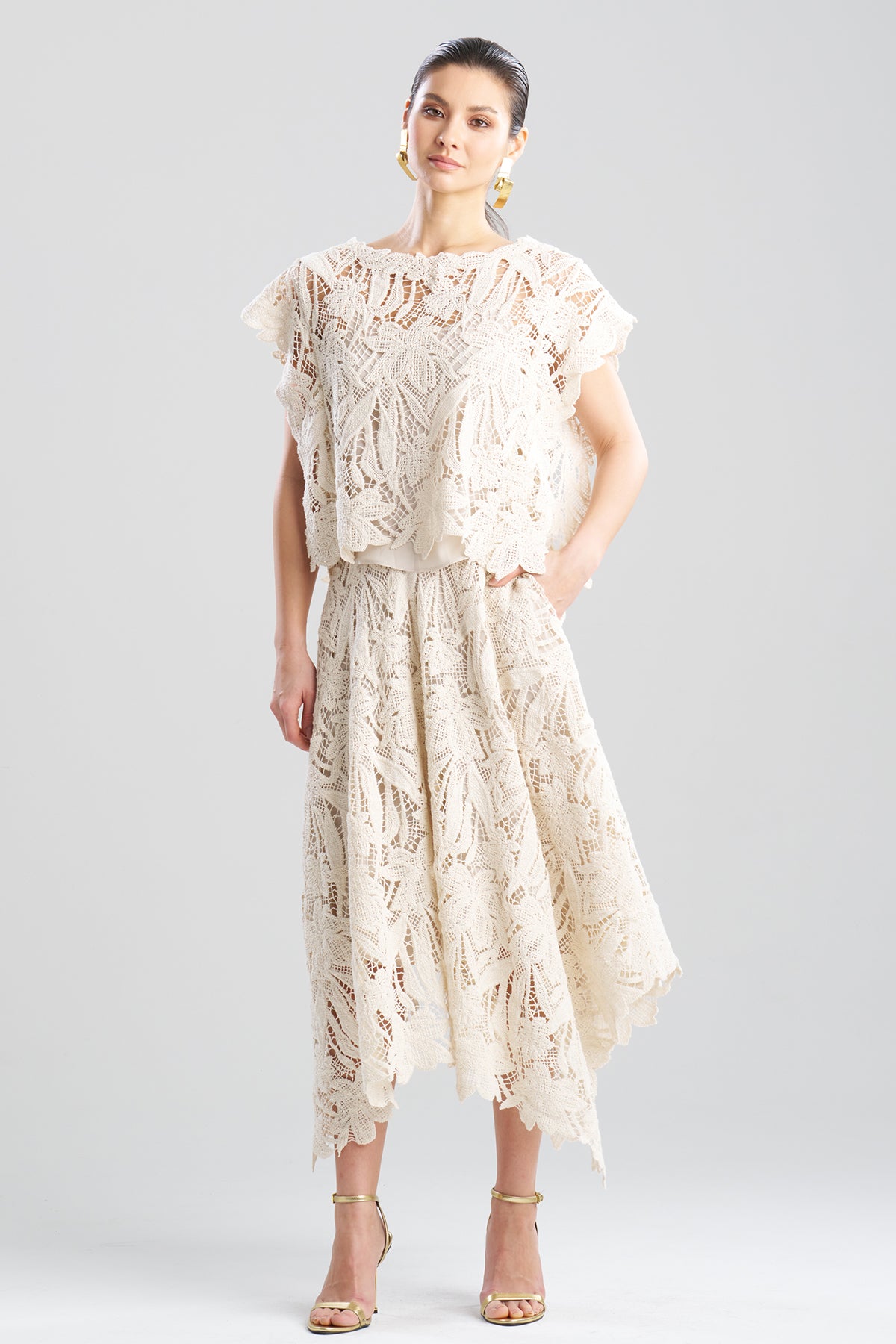 Crochet Lace Cotton Square Top Parchment