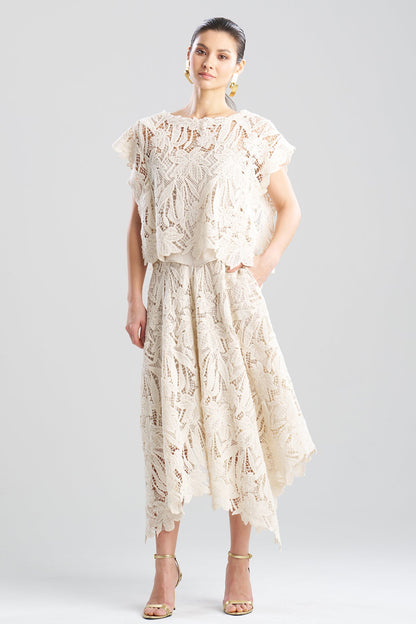 Crochet Lace Cotton Square Top Parchment