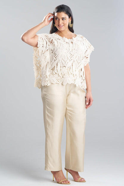 Crochet Lace Cotton Square Top Parchment