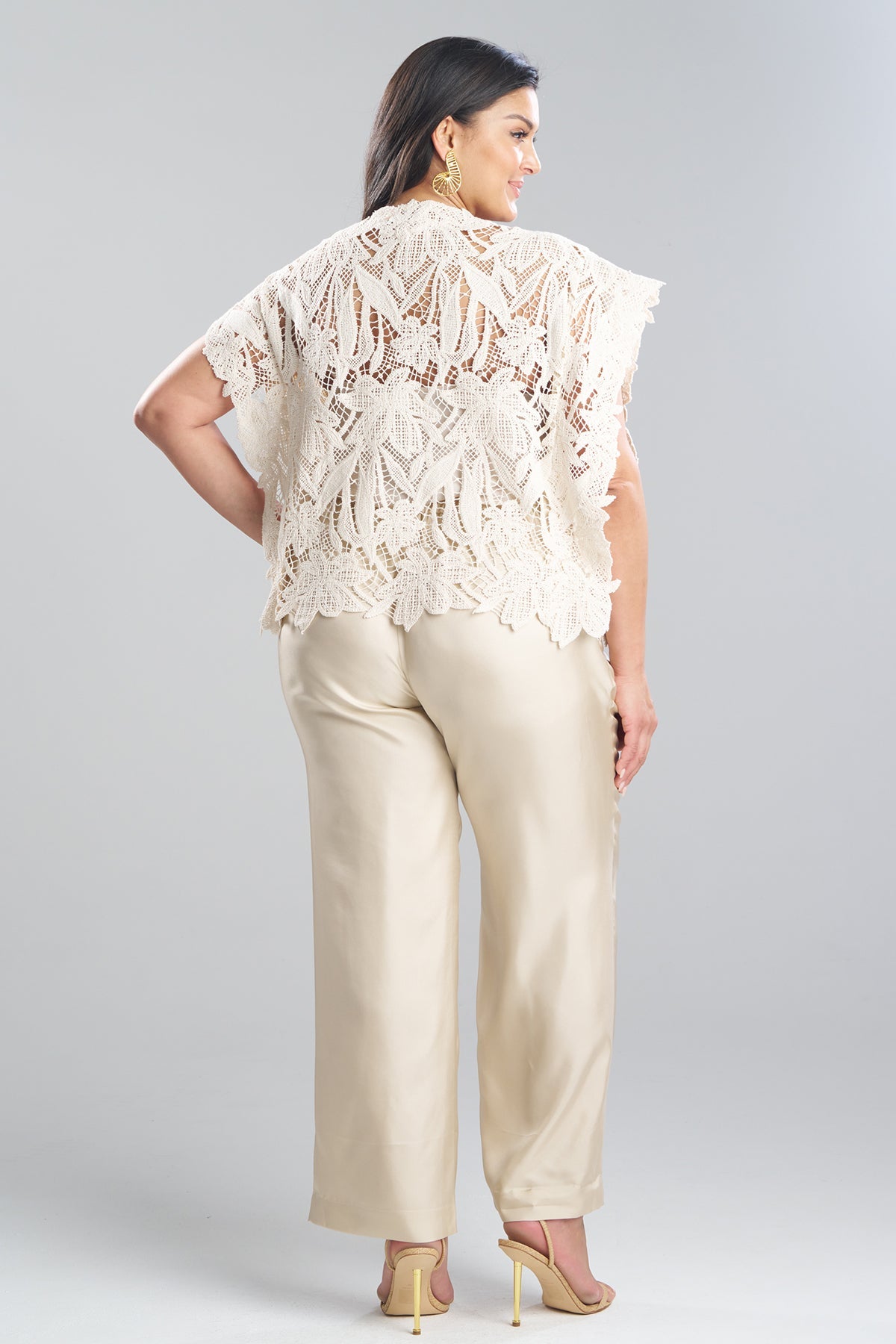 Crochet Lace Cotton Square Top Parchment