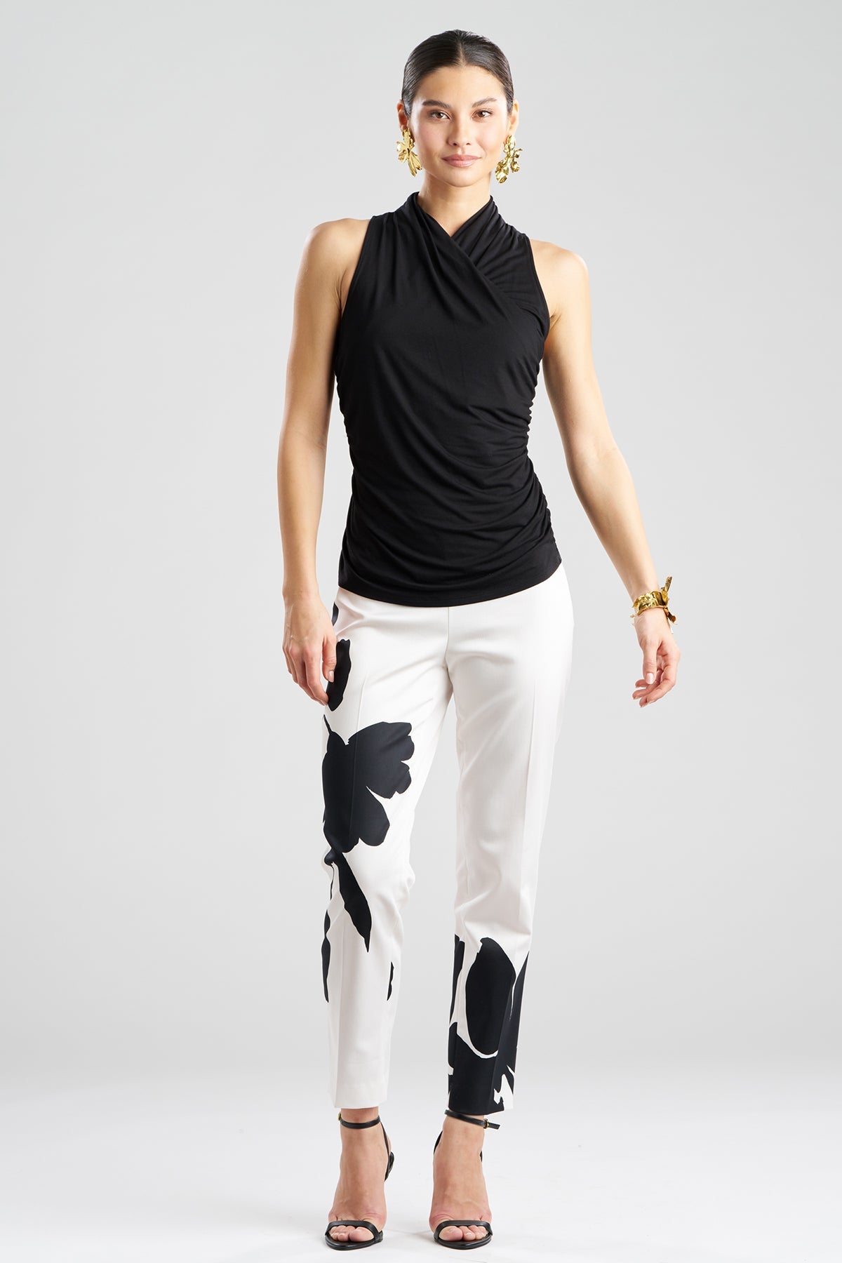 Feather Lightweight Knit Twist Neck Top Black