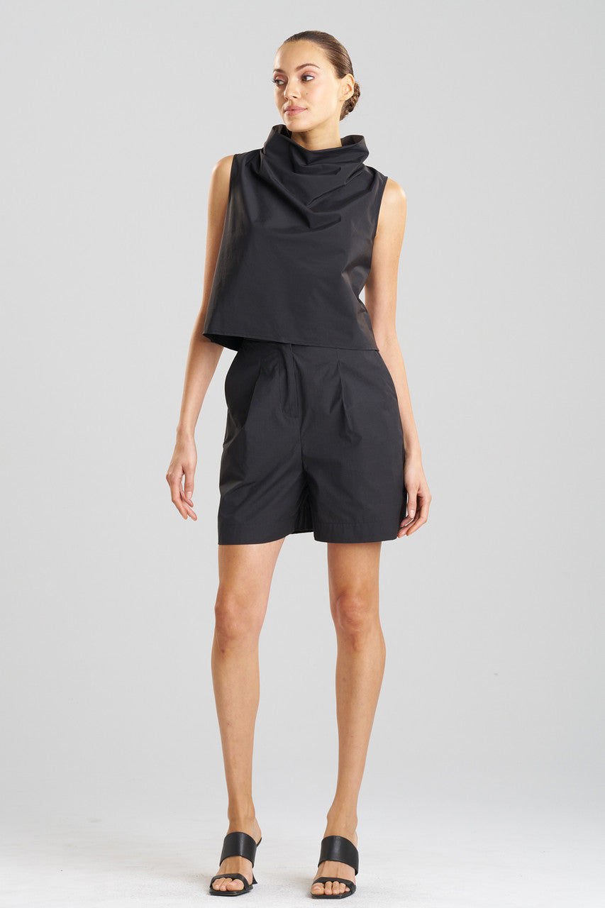 Buy Techno Poplin Cowl Top in Black Online Black