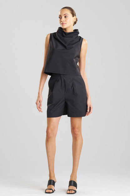 Buy Techno Poplin Cowl Top in Black Online Black