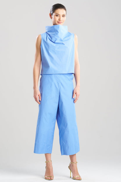 Techno Poplin Cowl Top Blue Iris