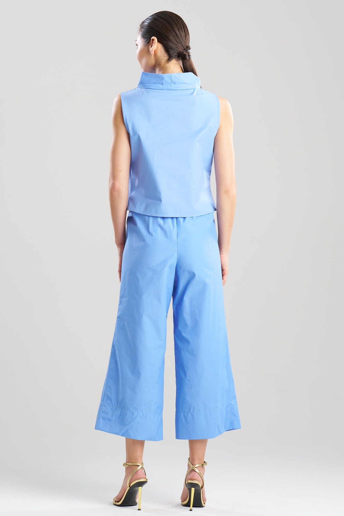 Techno Poplin Cowl Top Blue Iris