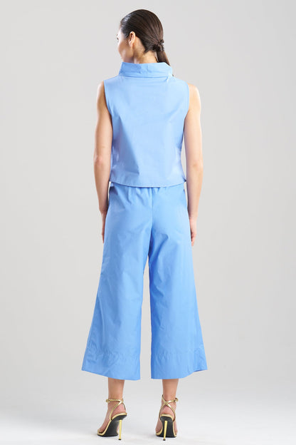 Techno Poplin Cowl Top Blue Iris