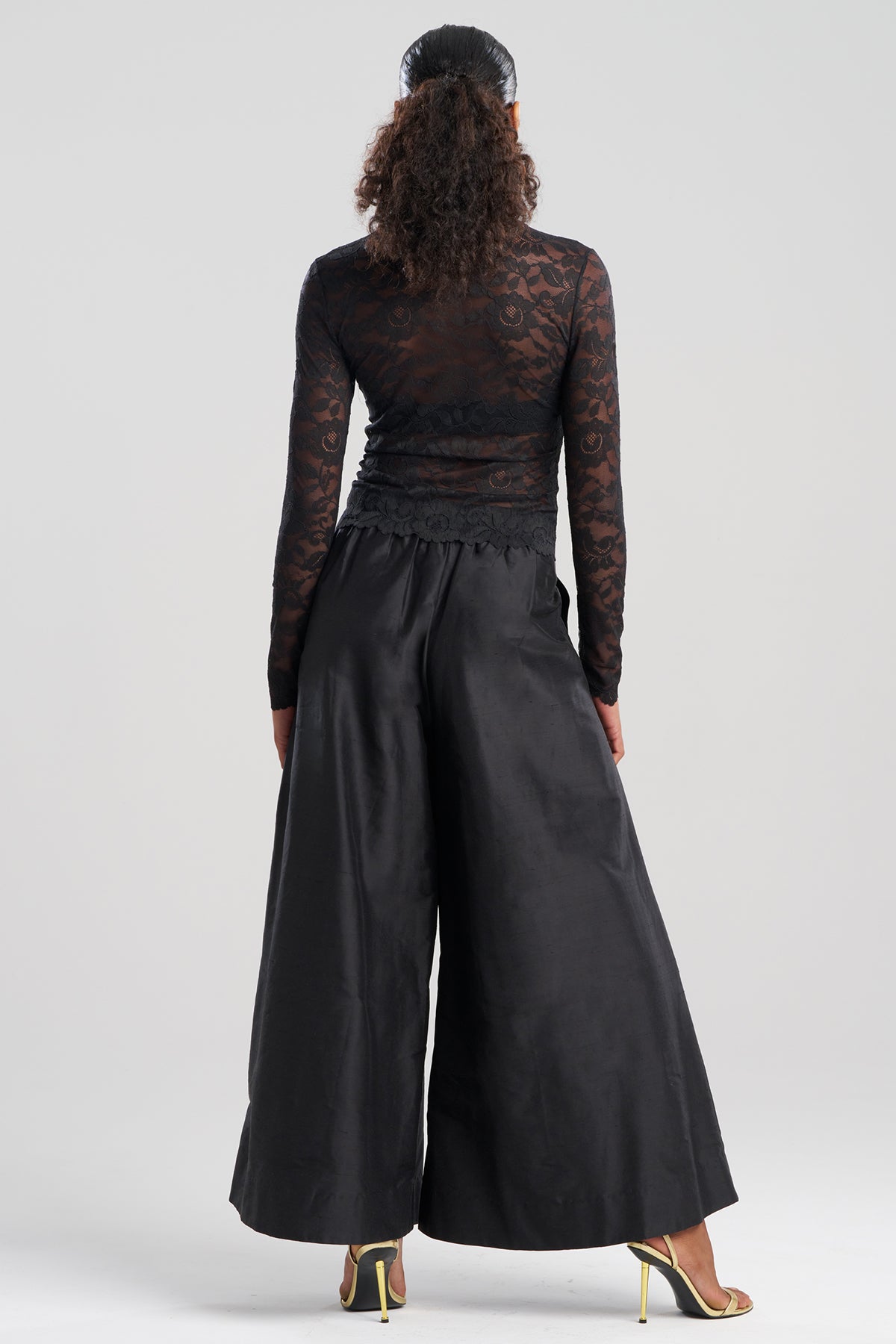 Peony Allover Sheer Lace Top Black