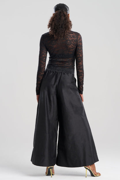 Peony Allover Sheer Lace Top Black