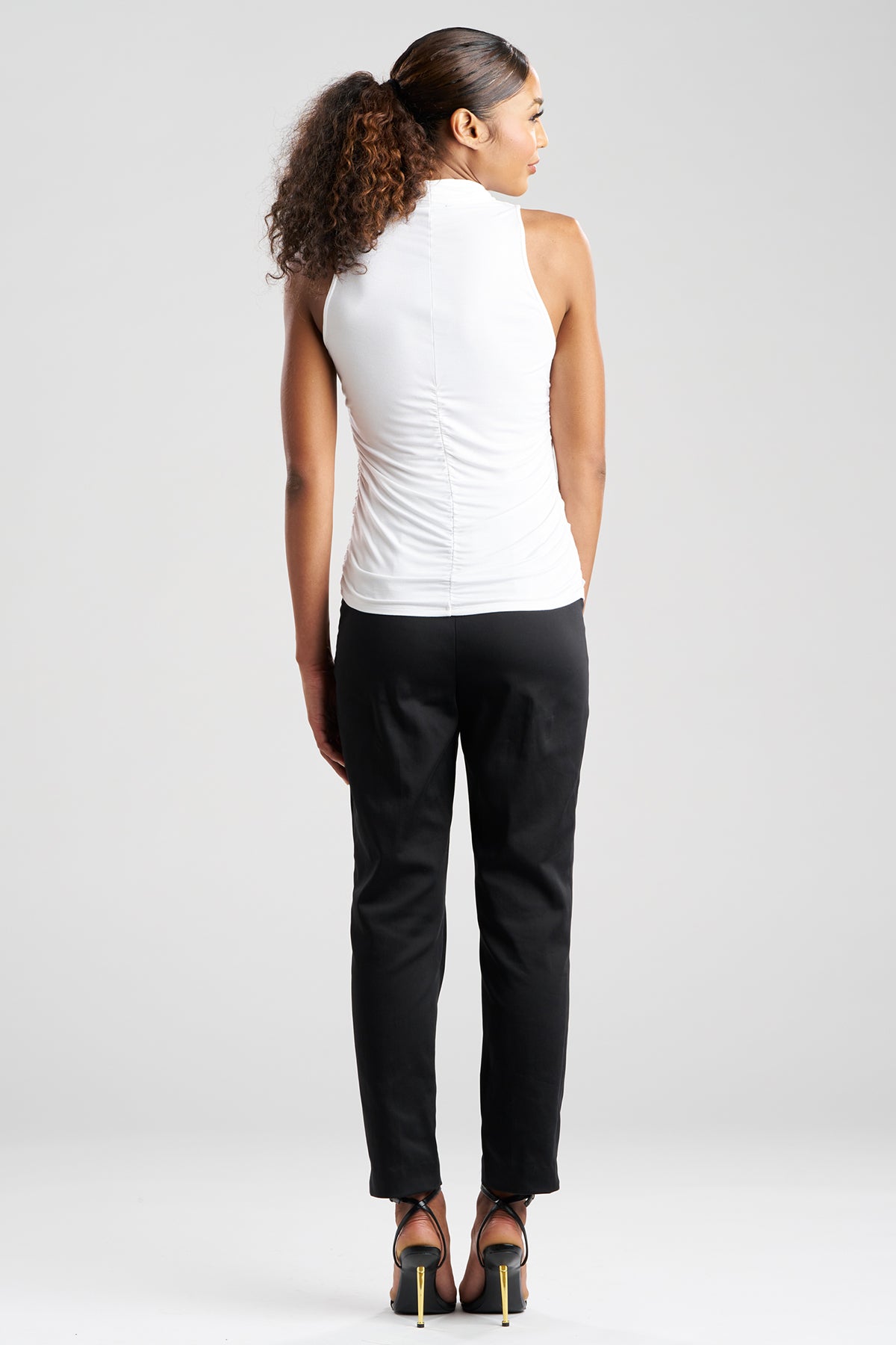 Feather Lightweight Knit Twist Neck Top White