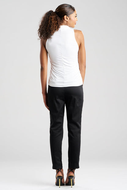 Feather Lightweight Knit Twist Neck Top White