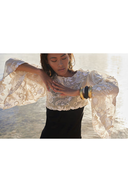 Buy Couture Piña Embroidered Top in Natural Online Natural
