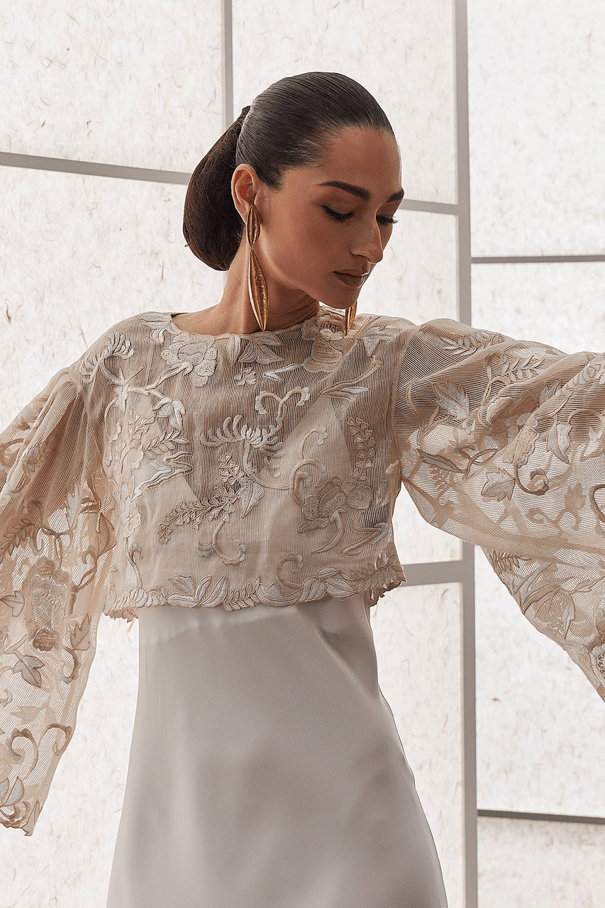 Buy Couture Piña Embroidered Top in Natural Online Natural