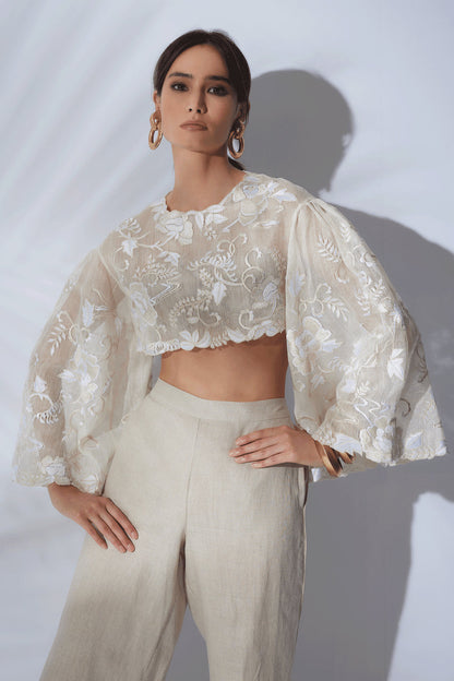 Buy Couture Piña Embroidered Top in Natural Online Natural