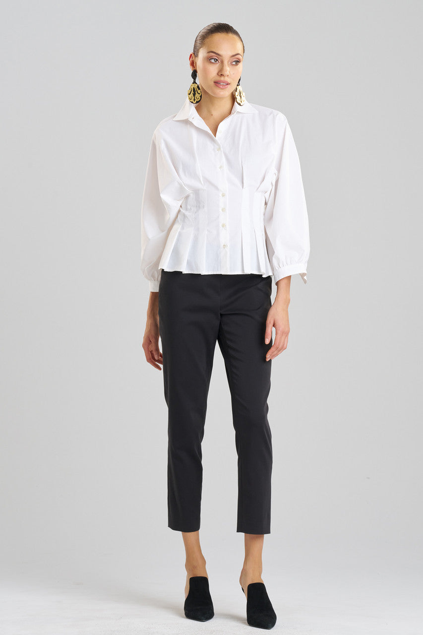 Buy Techno Poplin Pleated Shirt in White Online White