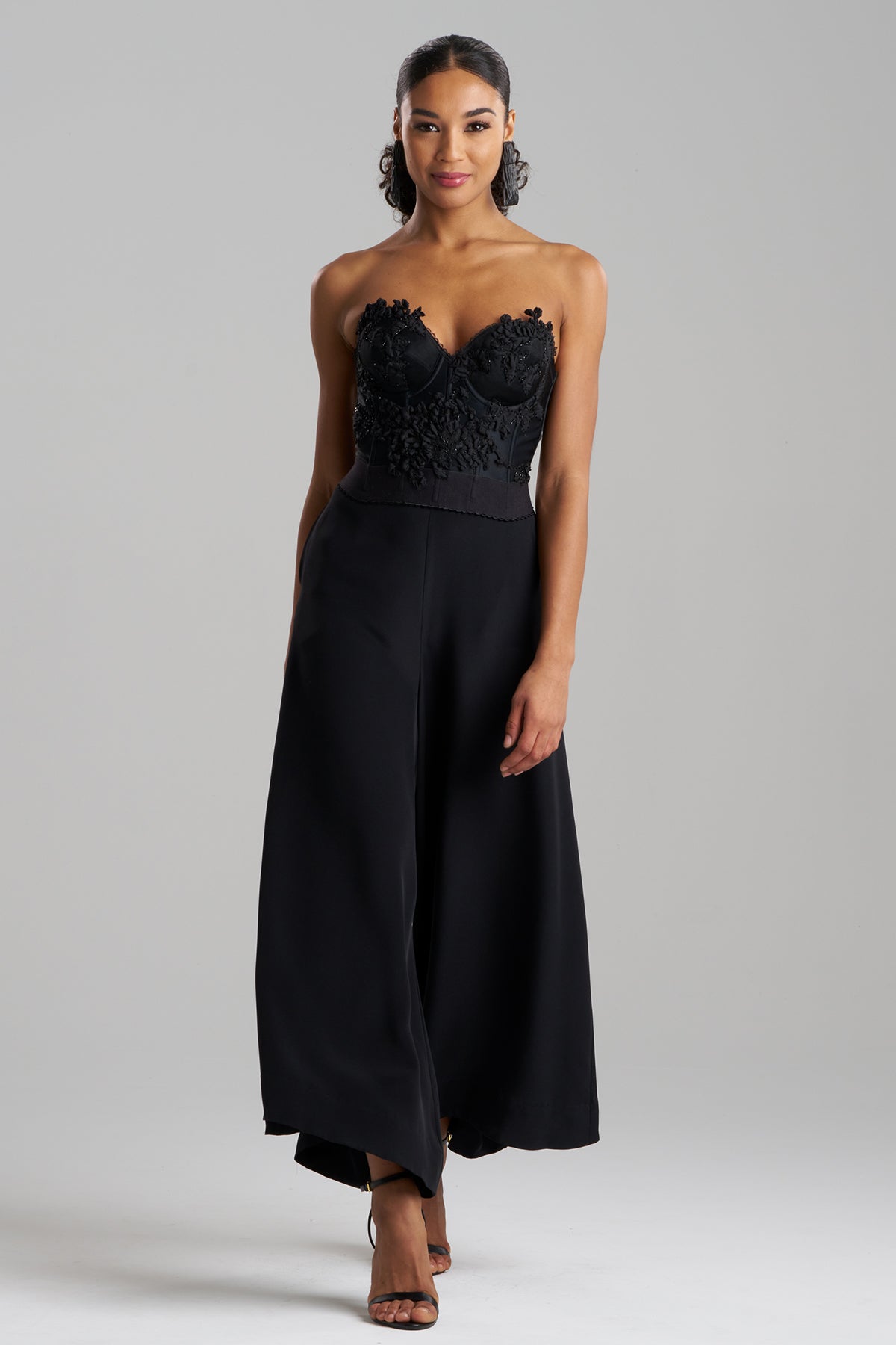 Couture Habotai Embellished Bustier Black