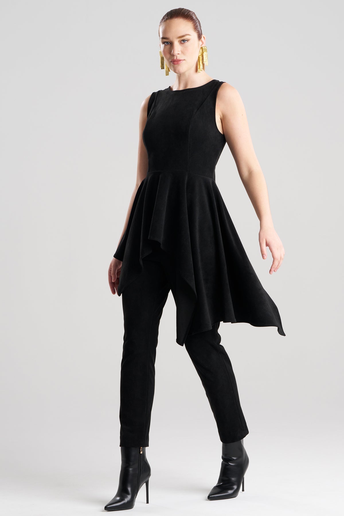 Vegan Luxe Suede Cascade Top Black