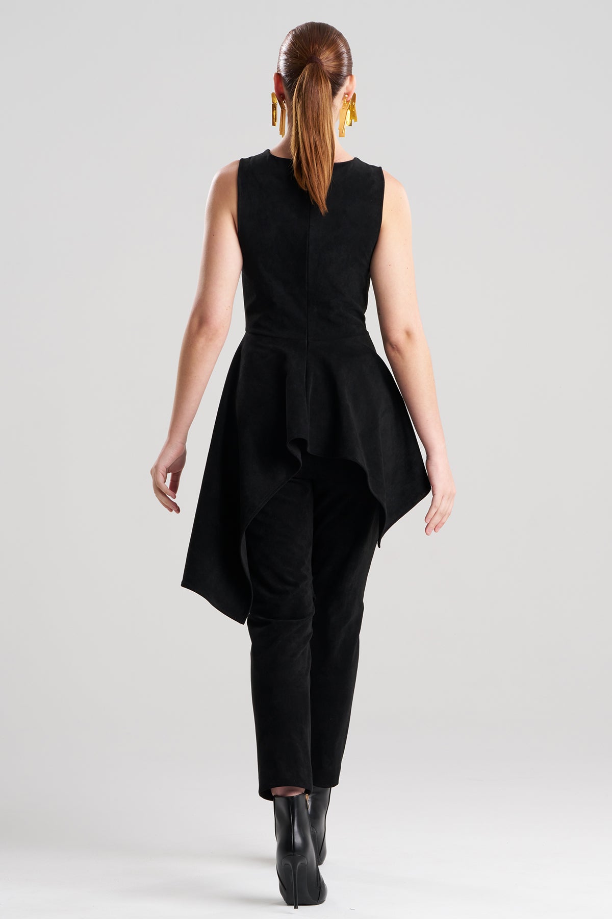 Vegan Luxe Suede Cascade Top Black