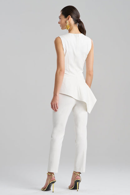 Compact Knit Asymmetrical Top White