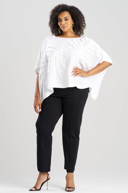 Light Weight Linen Embroidered Caftan Top White