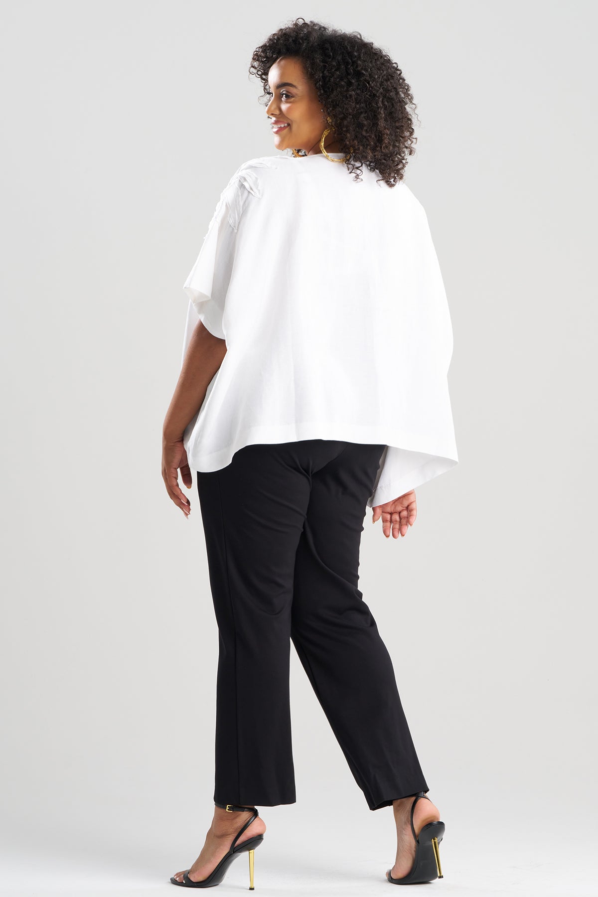 Light Weight Linen Embroidered Caftan Top White