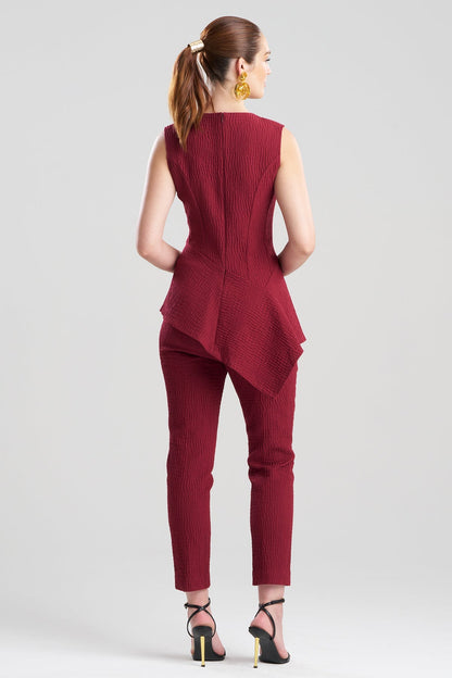 Textured Cotton Jacquard Asymmetric Top Ruby